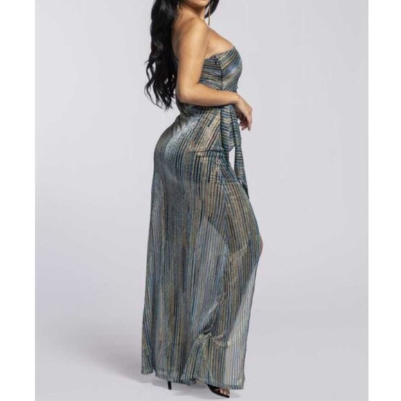 One Shoulder Lurex Formal Dress - Picture 3 of 6